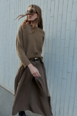 ZARA МЯГКИЙ ТРИКОТАЖНЫЙ СВИТЕР, РОЗОВАТО-КОРИЧНЕВЫЙ