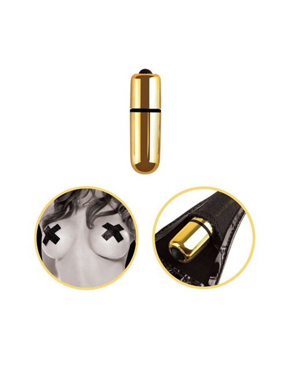 Кожаные вибро-стринги с украшением-крестами Vibrating Micro G-String Set (3 скорости) (Цвет: черный с золотым)