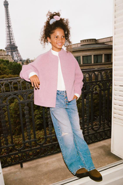 ZARA БОМБЕР ИЗ СМЕСОВОЙ ШЕРСТИ, РОЗОВАТЫЙ