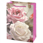 Пакет подарочный бумажный Alingar, (XL) 31х40х12 см, вертикальный, "Розы и бабочки", мат. ламинация, глиттер, ассорти