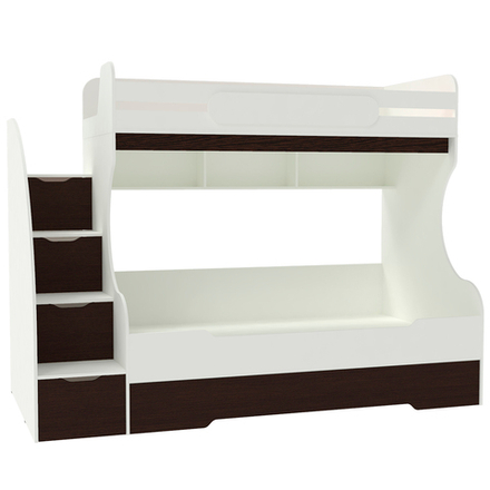 Трехъярусная кровать КарИВи БИГ Белый  Венге