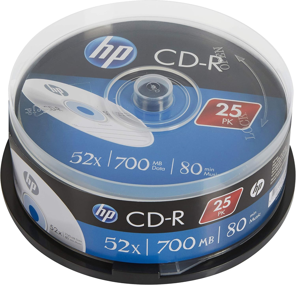 Оптический диск HP для записи CD-R 52 X 700MB / 80 min 25 шт/упак