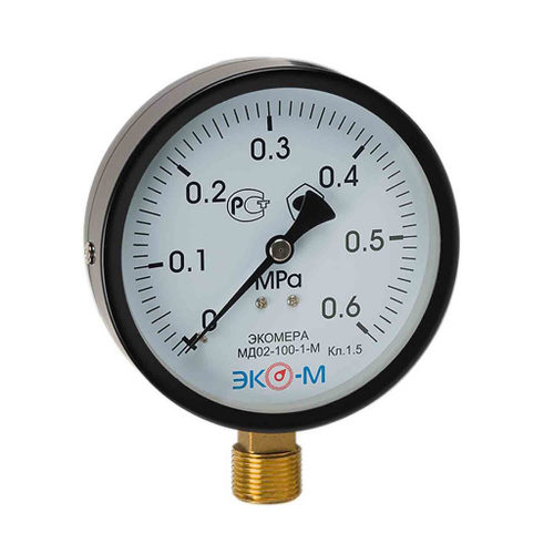 Манометр 100хМ20х1,5  6 бар МД02 (нижн радиал подкл, корпус сталь, минстекло) ЭКОМЕРА