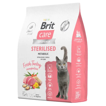 Brit Care Cat Sterilised Monoprotein Metabolic сухой корм для для стерилизованных кошек, с индейкой 7 кг