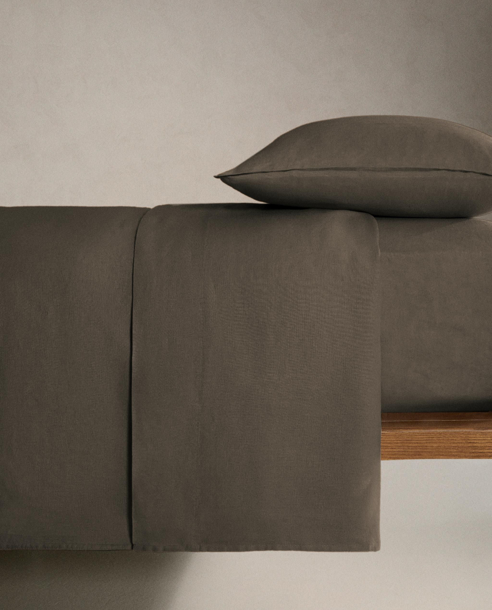 Zara Home - Простыня брюки из постиранного льна, высота 30 см (140 г / м2), серо-коричневый, 160х200х30 см