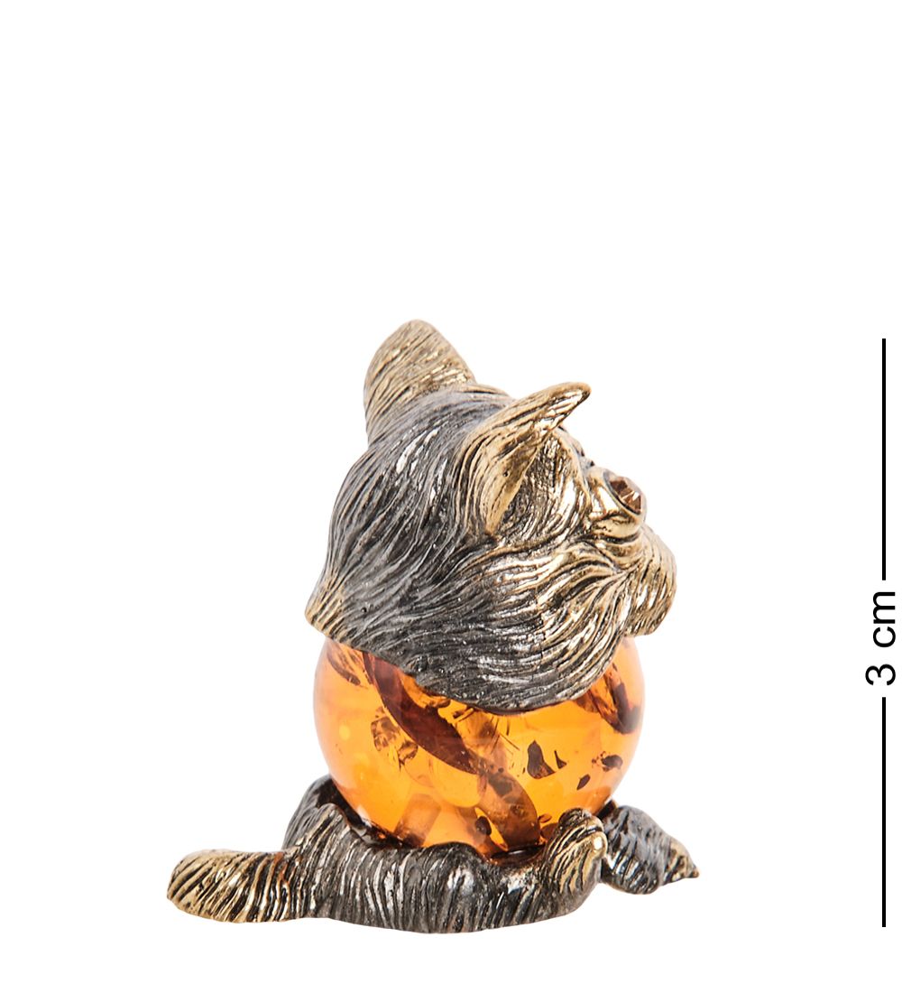 Народные промыслы AM-1029 Фигурка «Кот Мопсик» (латунь, янтарь)