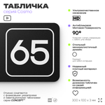 Табличка с номером помещения "Помещение №65", номер на дверь, 30 х 10 см, серия COSMO, черная, Айдентика Технолоджи