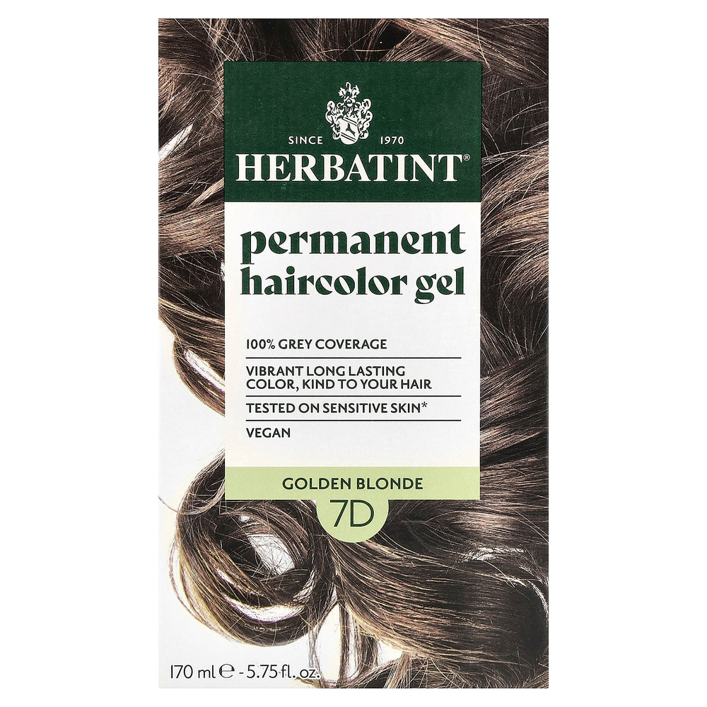 Herbatint, 7D, стойкая гель-краска для волос, золотой блонд, 135 мл (4,56 жидк. унции)