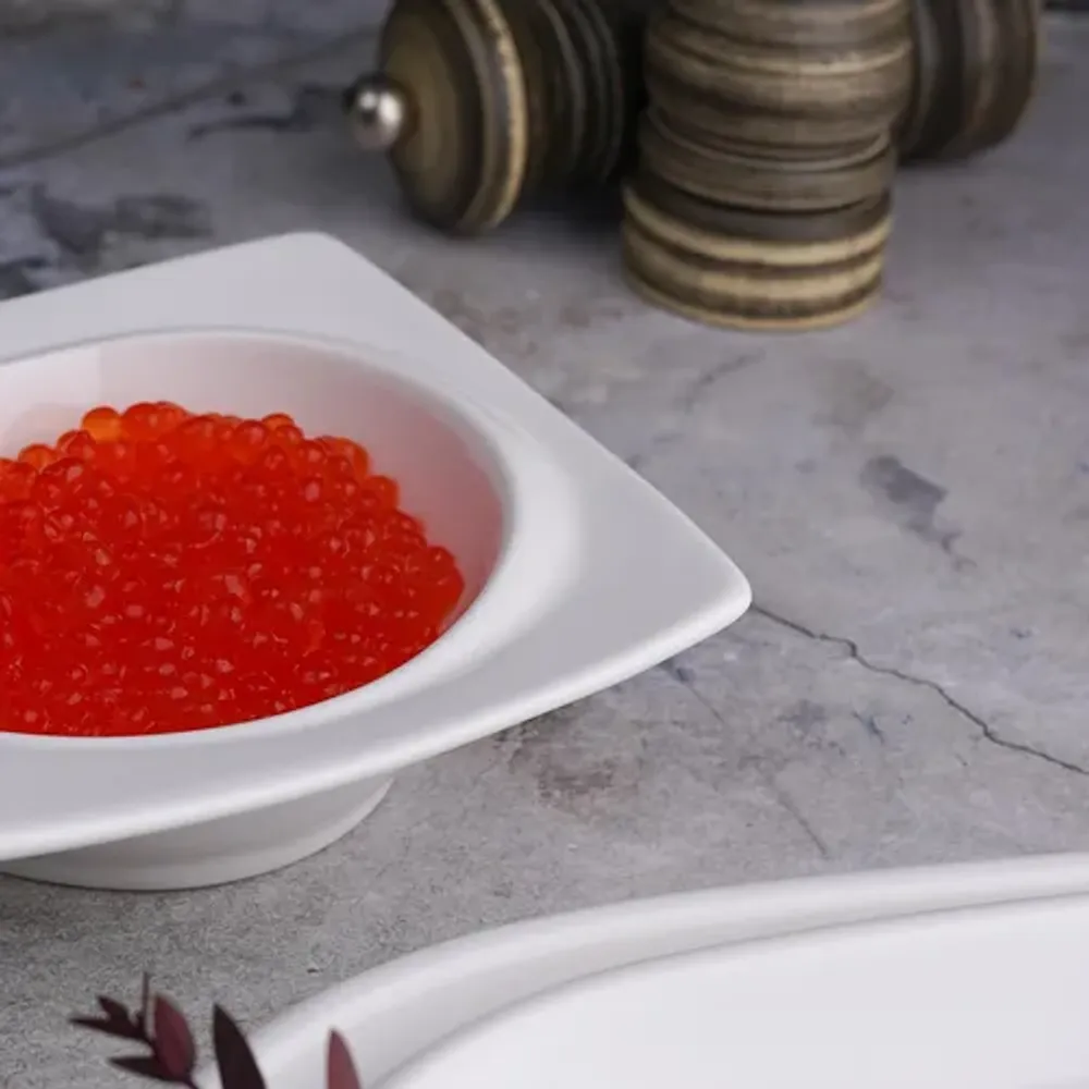 Соусник 100 мл 12*12 см h4 см с бортом Asymmetry квадратный белый фарфор NEW P.L. Proff Cuisine [6]