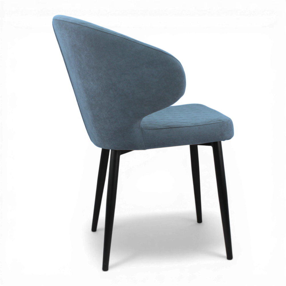 Стул "Нант" (арт. 355), велюр Бренди В08 синий, ножка круглая черная