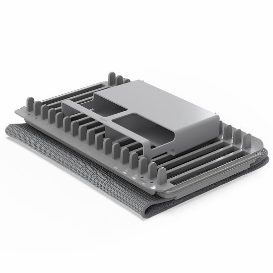 Коврик для сушки посуды с полкой для раковины udry 51х17х57 см, темно-серый