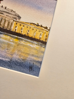 Картина авторская акварельная в раме 20х50 см на стену для интерьера "Весна на Ваське"