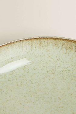 ZARA HOME ФАРФОРОВАЯ СУПОВАЯ ТАРЕЛКА С ОБОДКОМ ПОД СТАРИНУ, ЦВЕТ МОРСКОЙ ВОЛНЫ