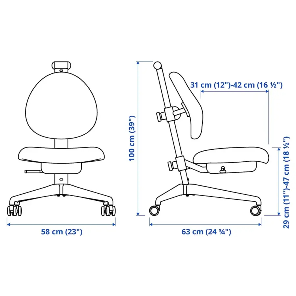 Стул детский - IKEA DAGNAR/ ДАГНАР ИКЕА, 98х58 см, голубой/белый