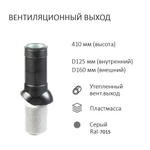 Турбодефлектор TD160, вент. выход утепленный высотой Н-500, для кровельного профнастила С-21 мм, серый