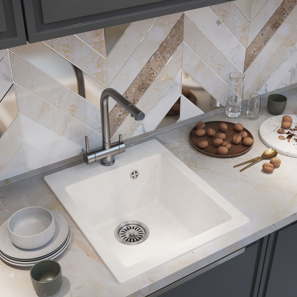 Мойка ML-GM14 КОМФОРТ ультра-белая  (341), 420*500*190мм