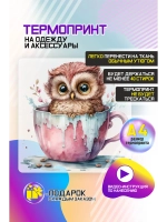 Термонаклейка на одежду, термопринт "Сова"