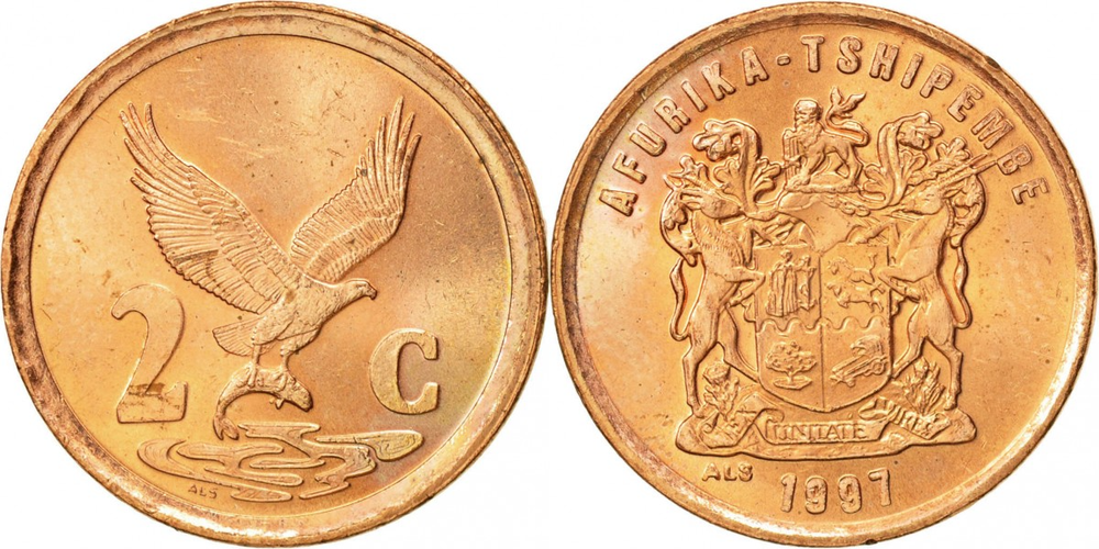 ЮАР 2 цента, 1996-2000 Afurika Tshipembe XF
