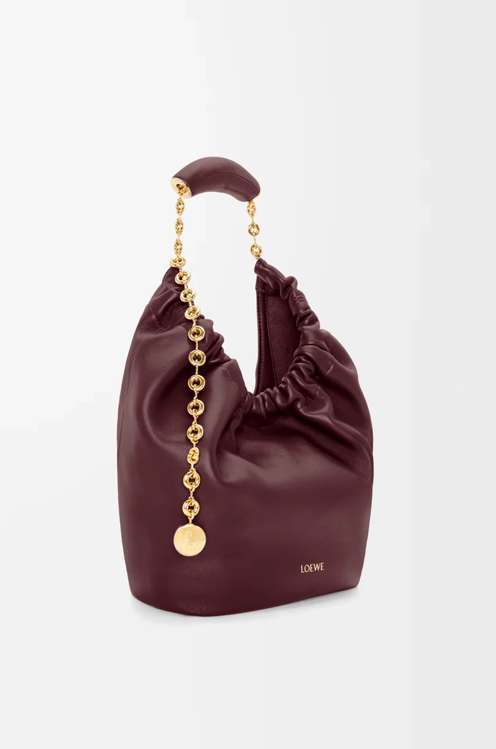 Loewe Маленькая сумка-мешок Squeeze из мягкой кожи ягненка наппа, бургунди