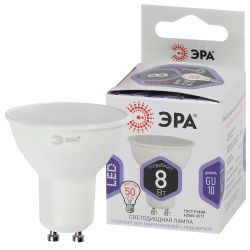 Лампа светодиодная ЭРА STD LED MR16-8W-860-GU10 8Вт софит холодный дневной свет GU10 | Лампы cветодиодные Точечные (Софиты) (MR, PAR)