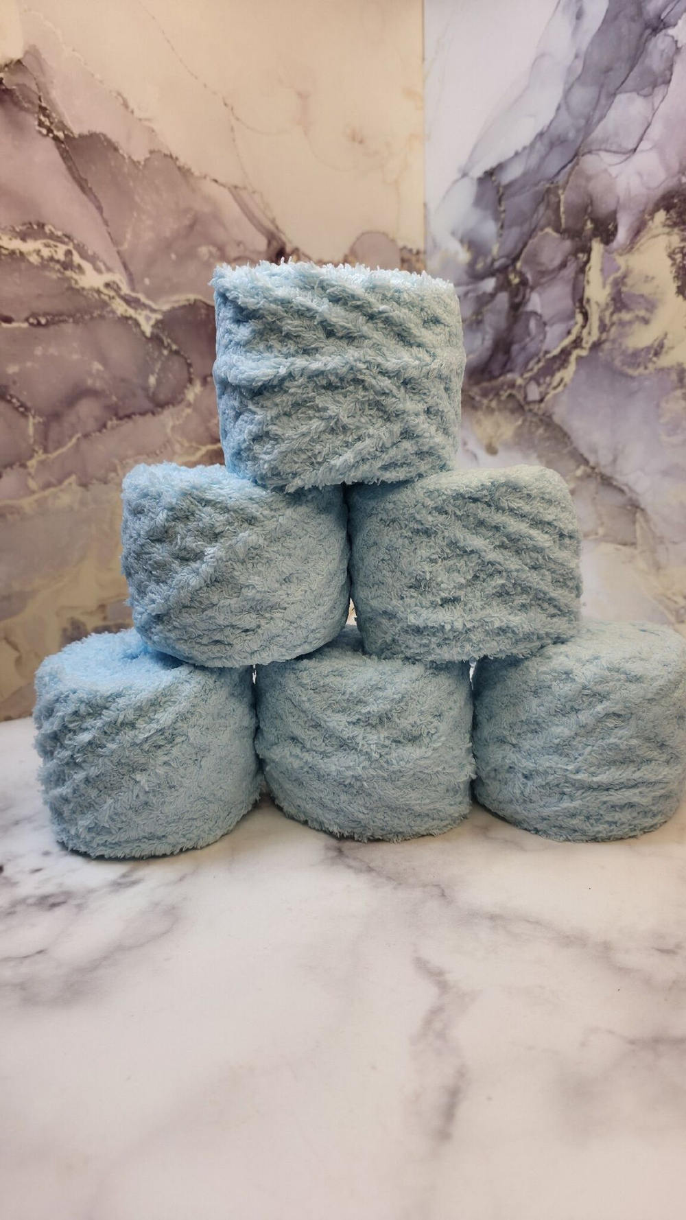 Софти пряжа Махровая 100%полиэстер 6х55г/60м Голубой