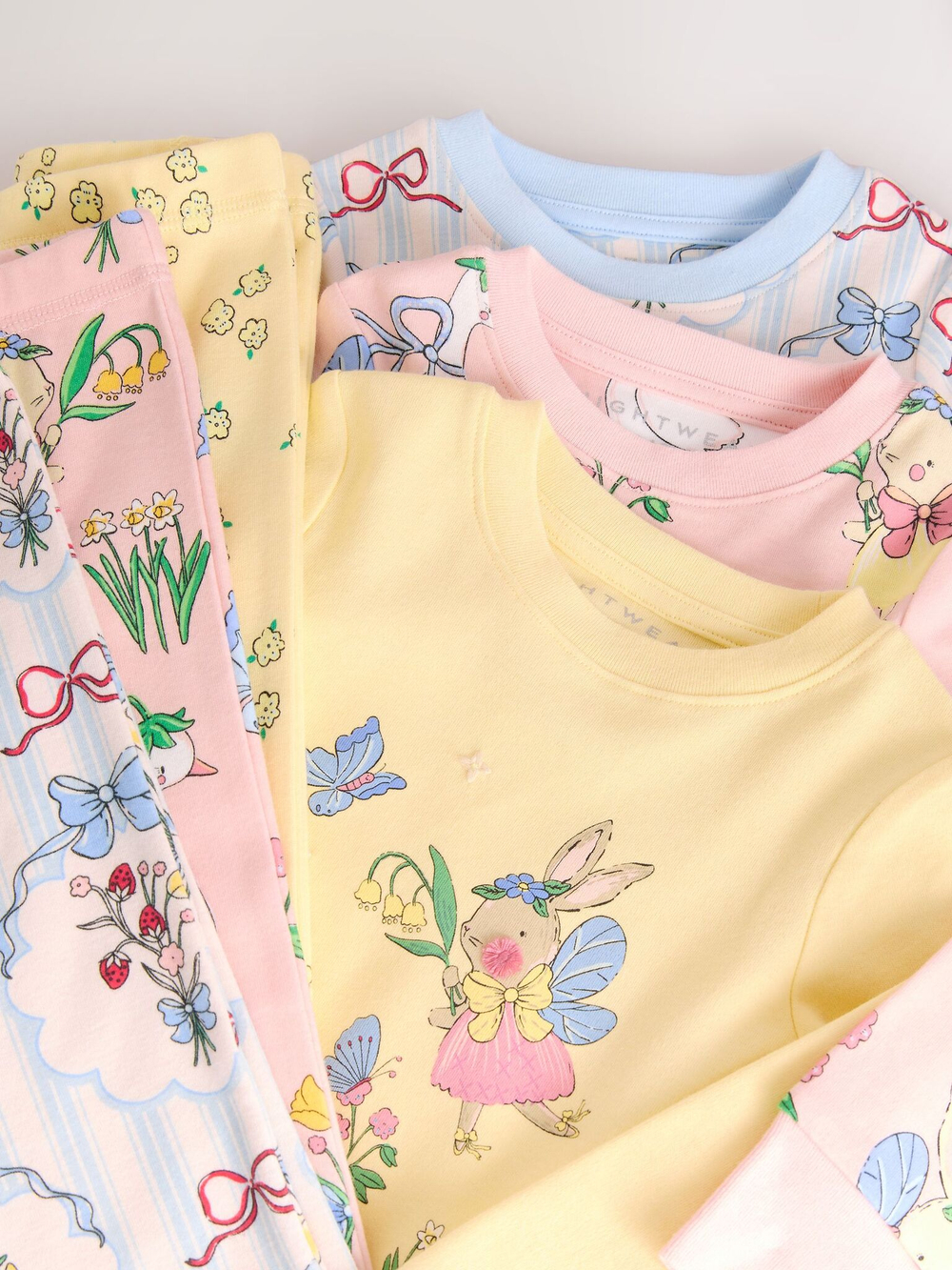 Пижама для девочки Next AJ8-346, 3 шт., Розовый, Светло-желтый, Голубой