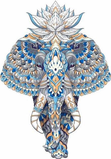 Панно настенное из дерева "Синий слон" 50х32 см