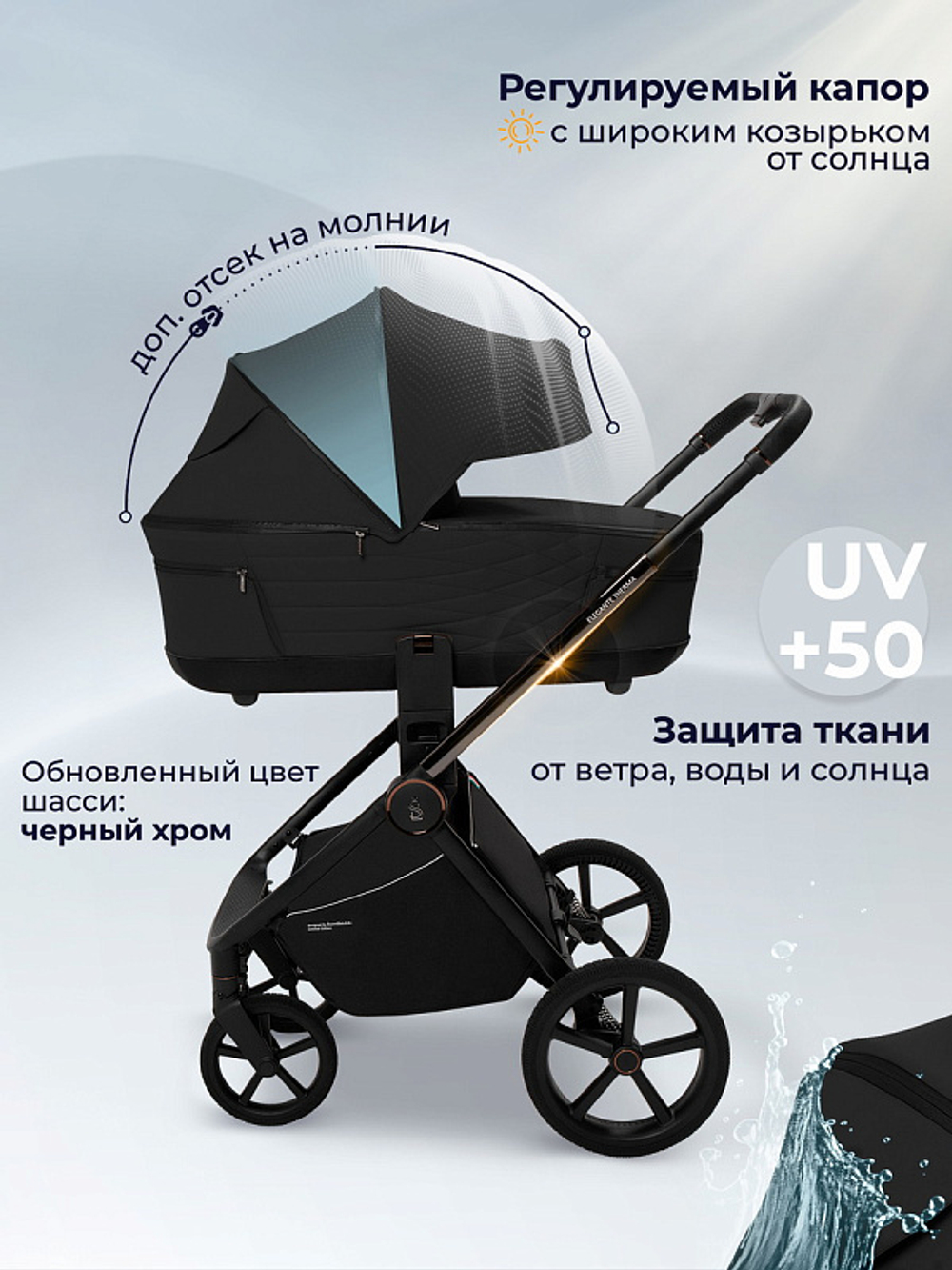 Детская коляска 3 в 1 Sweet Baby SBL Elegante Therma 427643 Black