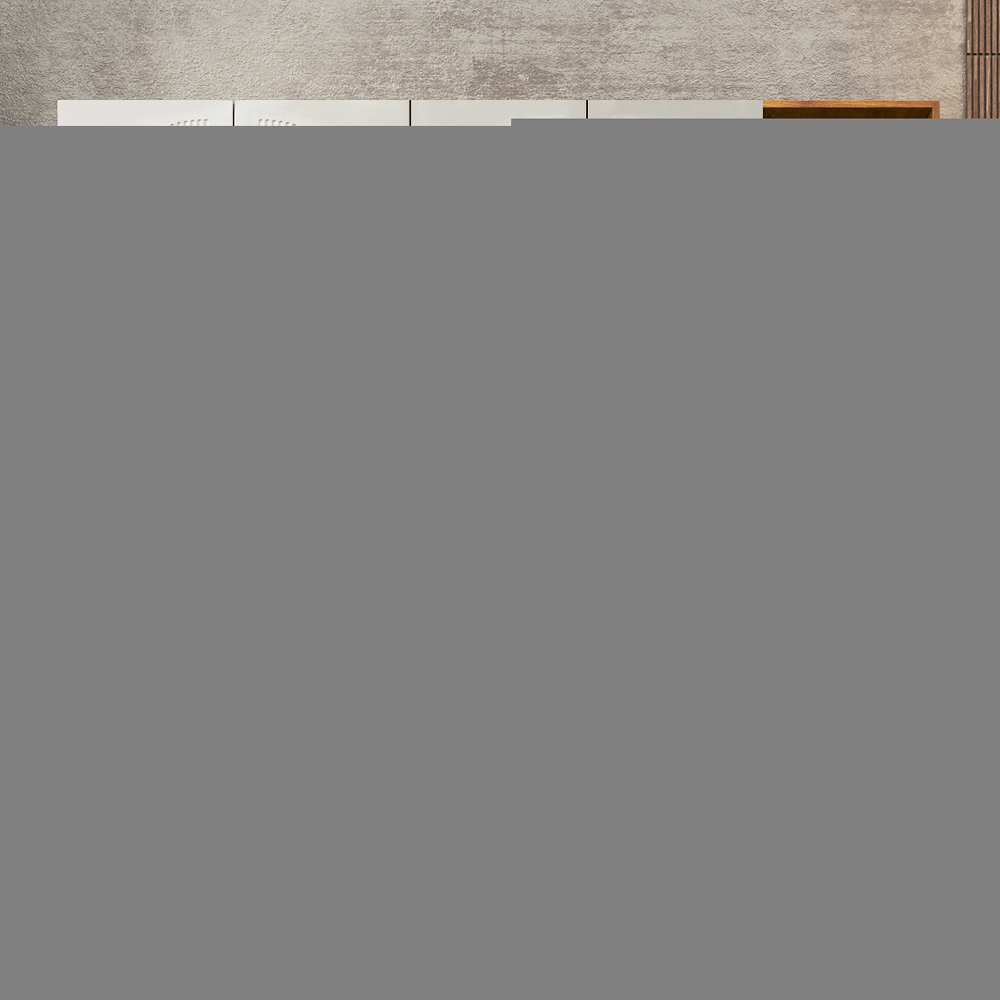 Шкаф Агератум МДФ четырехсекционный с стеллажом Лайн флай (0,27) А10029 матовая - Орех Экко 9459  220*60*260