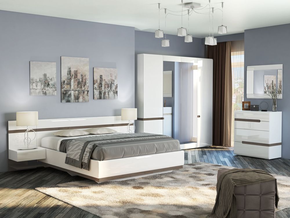 Коллекция Ультра Шкаф 4-хстворчатый (540) Белый/Белый гл. (набор)