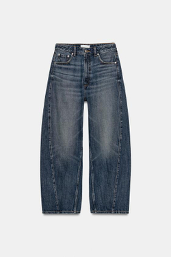 ZARA ДЖИНСЫ TRF BAGGY BALLOON СО СРЕДНЕЙ ПОСАДКОЙ, ВЫЦВЕТШИЙ СИНИЙ