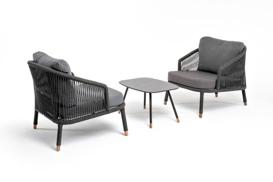 "Верона" лаунж-зона 5-местная плетеная из роупа (веревки), каркас алюминиевый темно-серый, роуп темно-серый