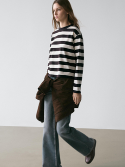 Massimo Dutti Хлопковая футболка, коричневый