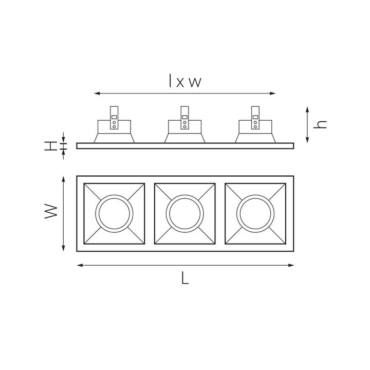 Комплект из светильников и рамки Lightstar Domino Quadro (214536+214507+214507+214507) D536070707