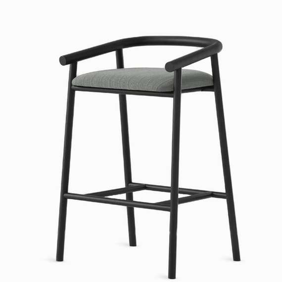 Полубарный стул Tout, 65 см, черный с серой обивкой