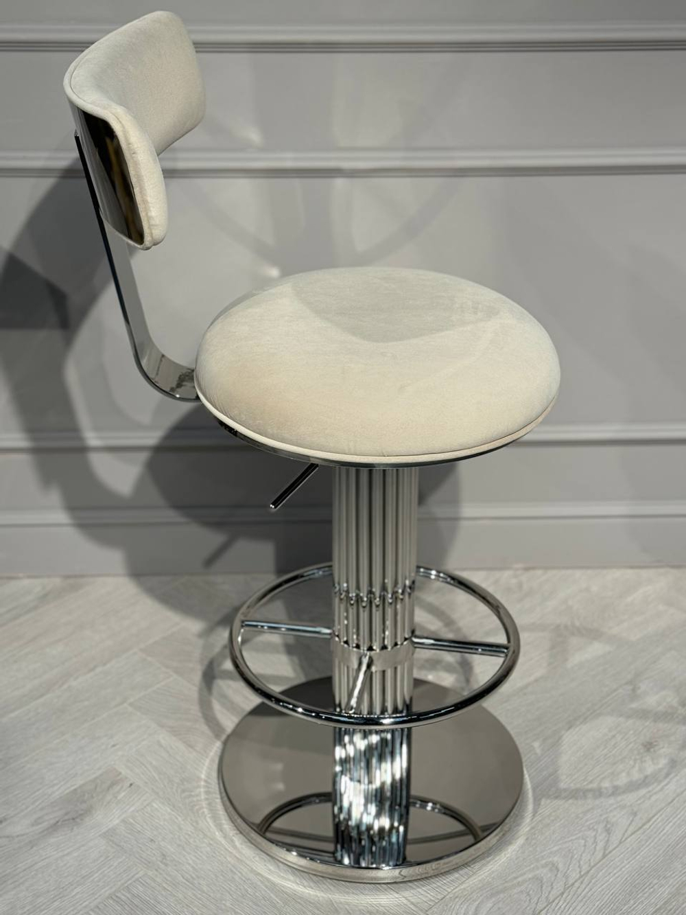 Стул барный Ist Casa Вивиан, светло-серый, глянцевое серебро