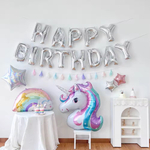 Набор шаров-букв (16''/41 см) Мини-Надпись "Happy Birthday", Серебро, 1 шт. в уп.