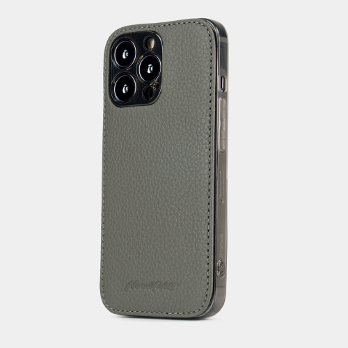 Чехол для iPhone 15 Pro из кожи теленка, серого цвета