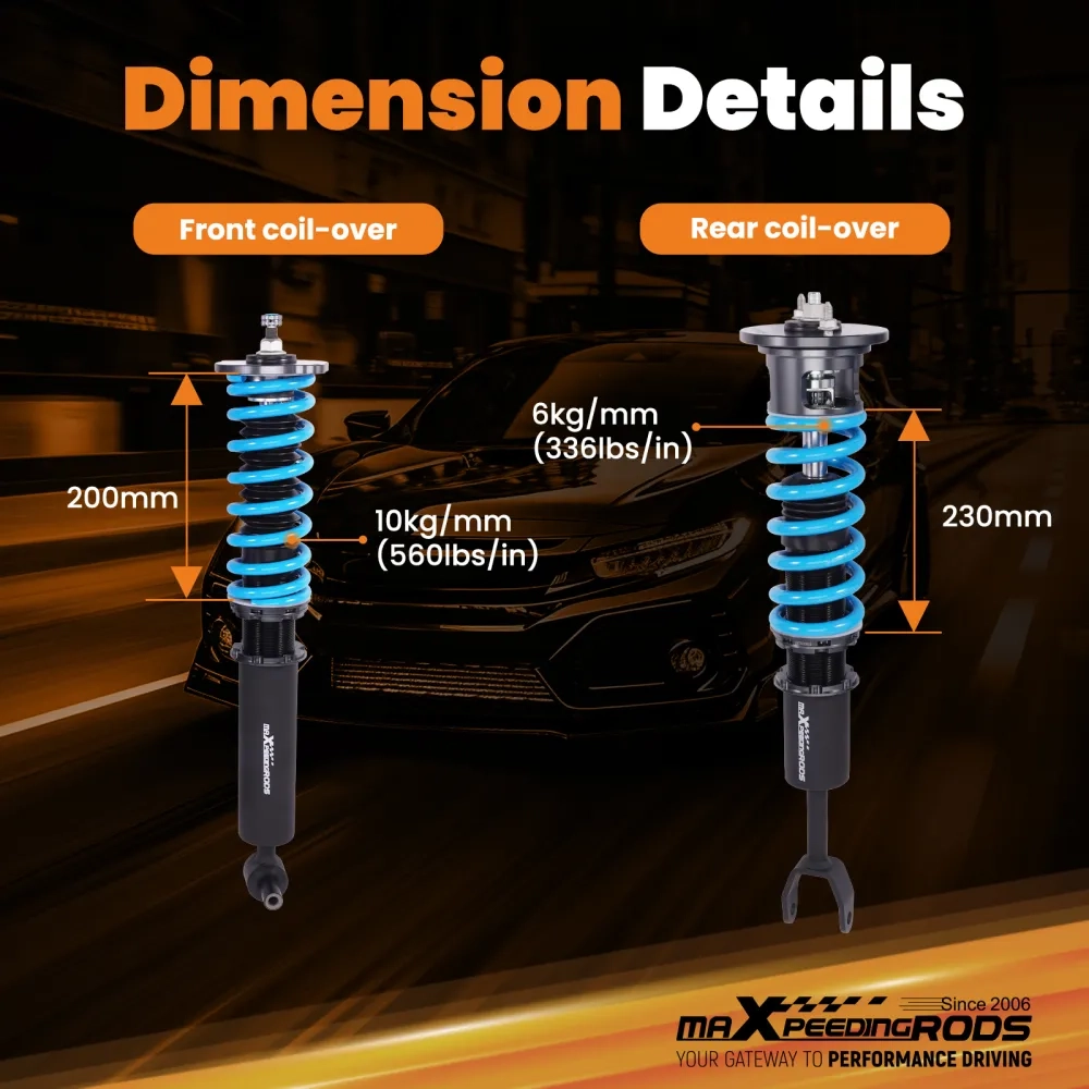 Coilovers 24 Way Adjustable Lowering Kit подходит для автомобиля Audi A4 B5 compatible for FWD 1995-2001
