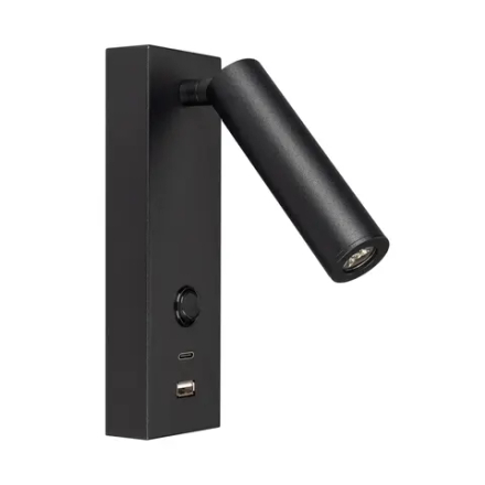 Светильник SP-BED-CHARGE-S60x125-3W Warm3000 (BK, 20 deg, 230V, USB-A, USB-C) (Arlight, IP20 Металл, 3 года) 029629(1)