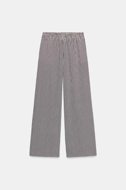 ZARA ШИРОКИЕ БРЮКИ В ПОЛОСКУ, КОРИЧНЕВЫЙ/БЕЛЫЙ