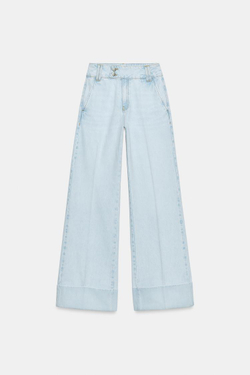 ZARA ДЖИНСЫ Z1975 STRAIGHT С НИЗКОЙ ПОСАДКОЙ И ОТВОРОТАМИ, ГОЛУБОЙ