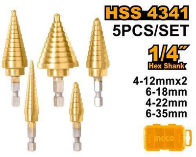 Набор ступенчатых сверл 5шт SUPER INGCO AKSDS2051 INDUSTRIAL