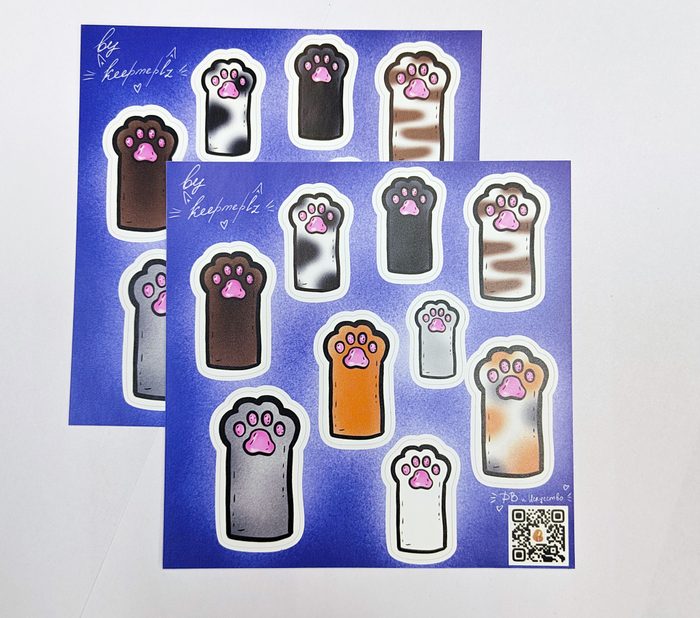 Стикерпак Лапки на синем фоне