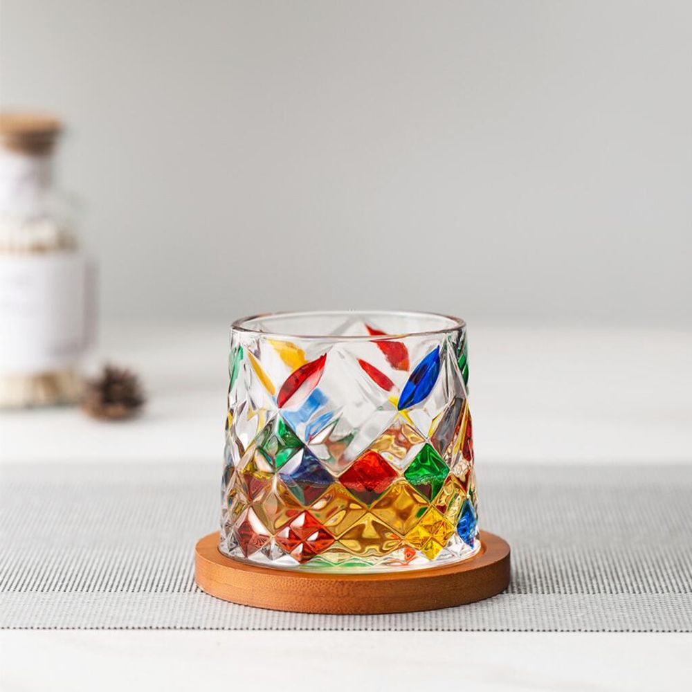 Стакан Олд Фэшн 275 мл Mosaic Square крутящийся на дерев. подставке UTOPIA COCKTAIL Barbossa [1]