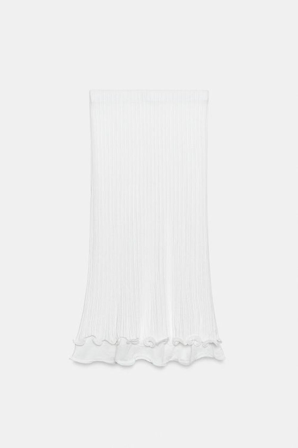 ZARA ДВУХСЛОЙНАЯ ТРИКОТАЖНАЯ ЮБКА МИДИ, БЕЛЫЙ