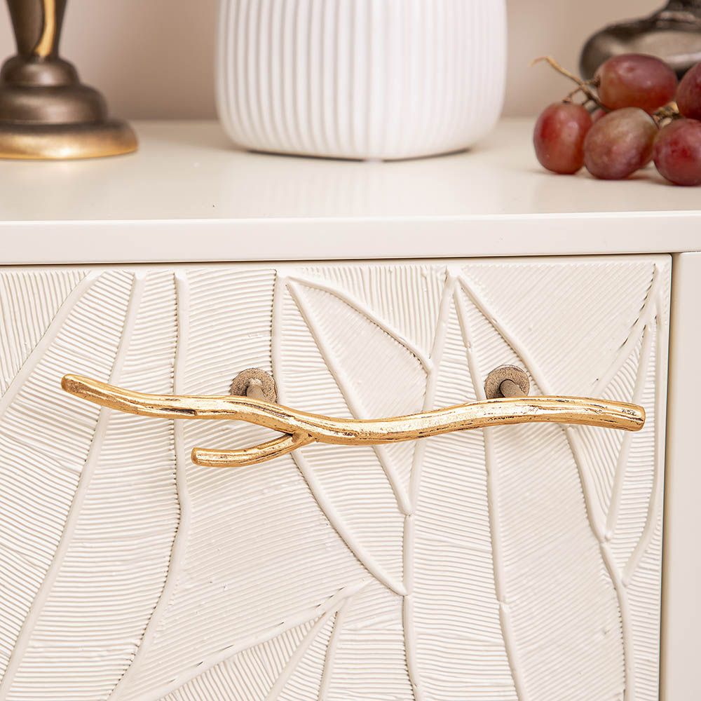 Тумба под ТВ Арт Колор leaves 117см Классик Голд Кремовый белый