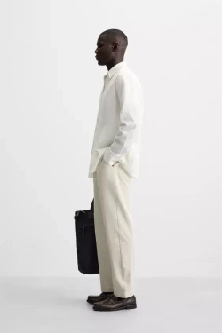 ZARA БРЮКИ REGULAR FIT СО СКЛАДКАМИ, КАМЕННО-СЕРЫЙ