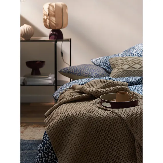 Плед из шерсти бежево-серого цвета из коллекции essential, 130х180 см