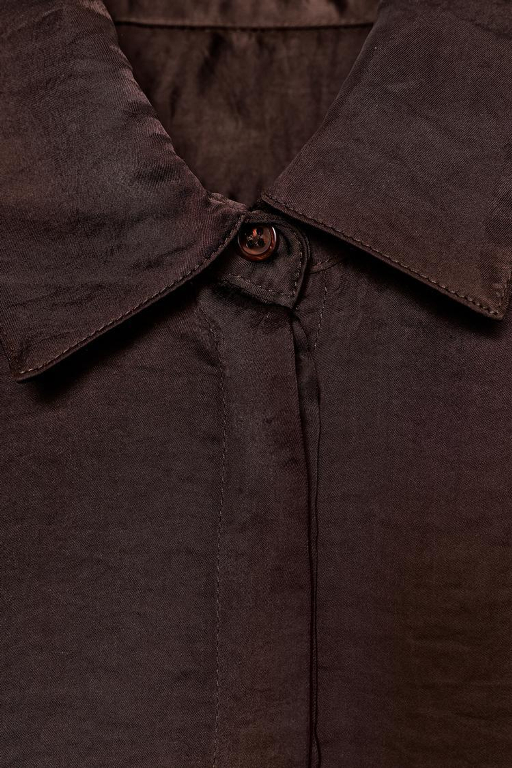 ZARA АТЛАСНАЯ РУБАШКА ZW COLLECTION, КОРИЧНЕВЫЙ